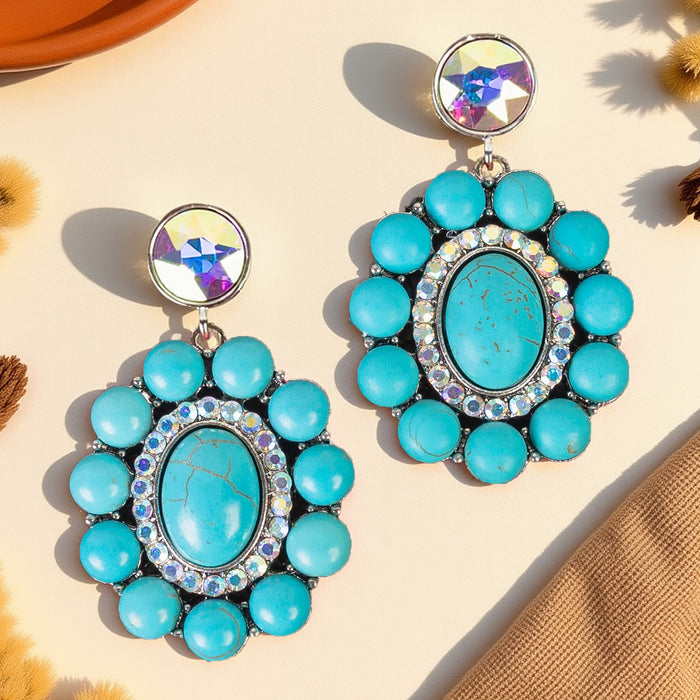 93540 - Squash Blossom Earrings - Turquoise & Silver