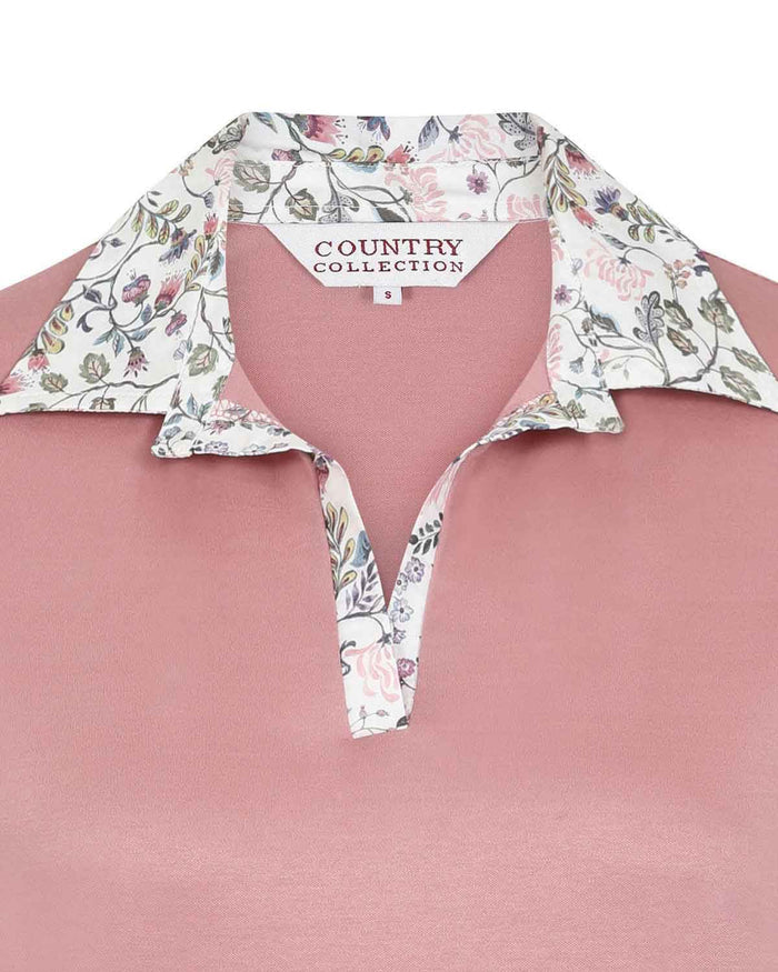 Angelica Cotton Trimmed Short Sleeve Polo Top - Image 3 - Country Collection
