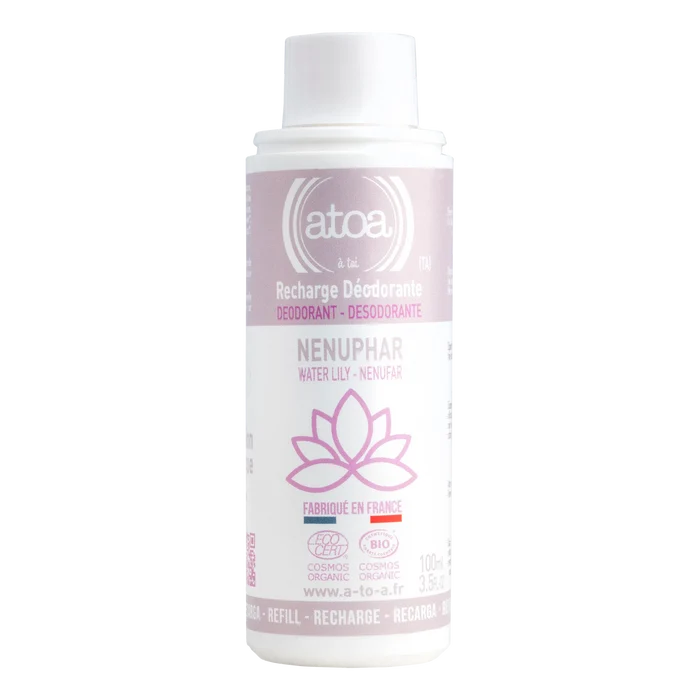 Atoa deodorant refill vannlilje 100ml i hvit flaske