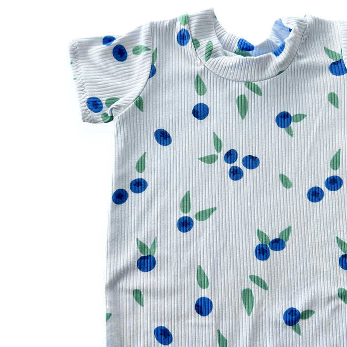 Blueberry Breeze Ribbed Harem Romper
