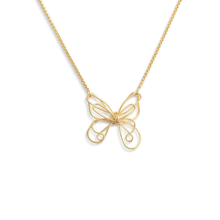 Butterfly Open Charm Gold Necklace 16in