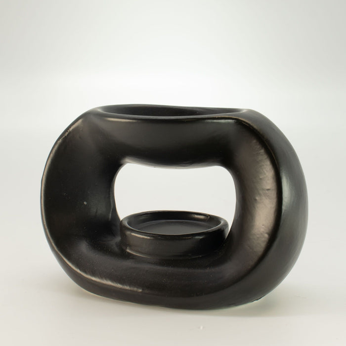Ceramic Zen Oil Burner Oval Pebble Matt Black