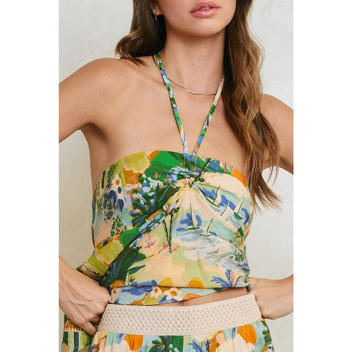 Conversational Halter Flared Top