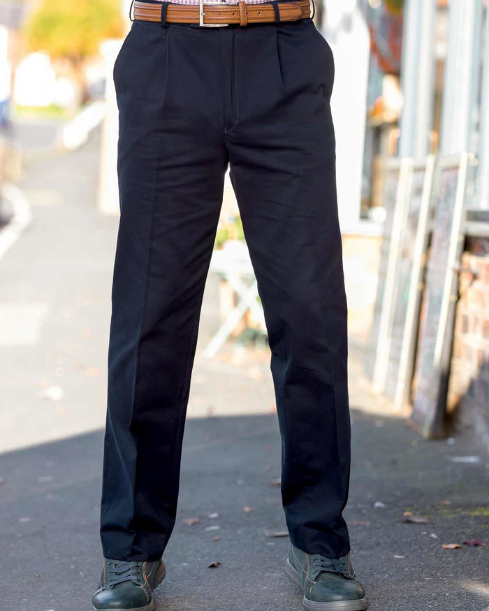 Cotton Chino Trousers - Navy - Country Collection