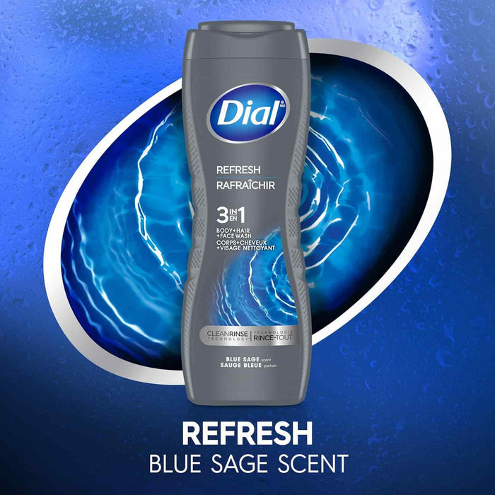 Dial Men 3-in-1 Body Wash Hydrating Fresh – 16 oz – 6 Pack