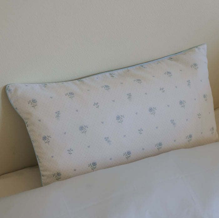 Floral-patterned standard pillow blue