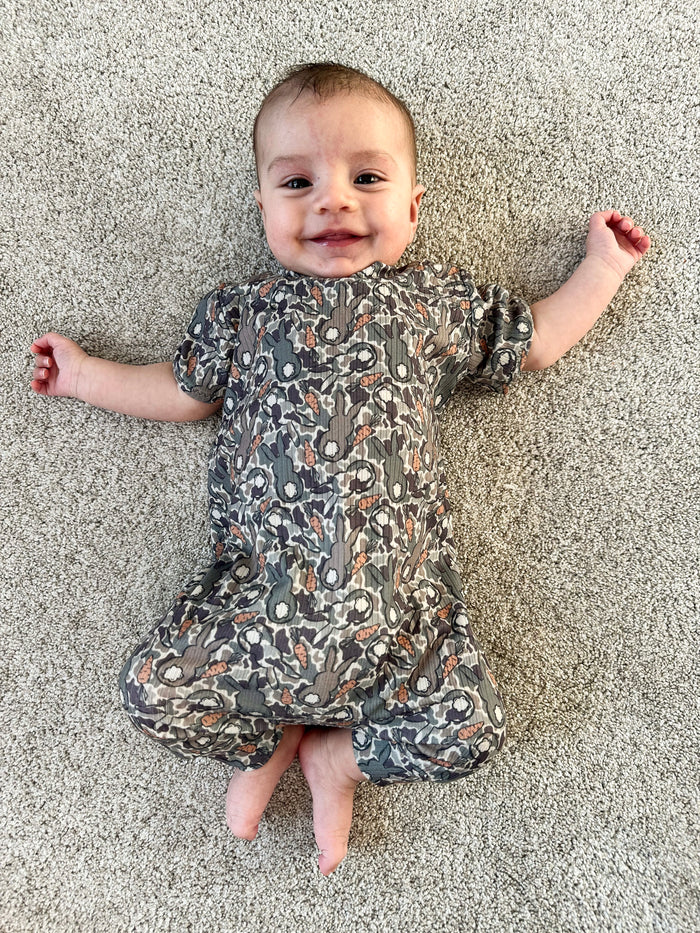 Easter Bunny Camo Ribbed Harem Romper