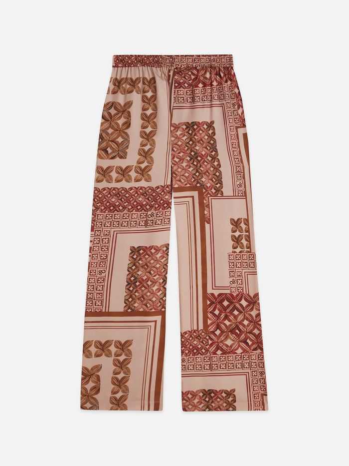 Gia Mid-rise Wide-leg Printed Pants Tiles Foulard Rosedust