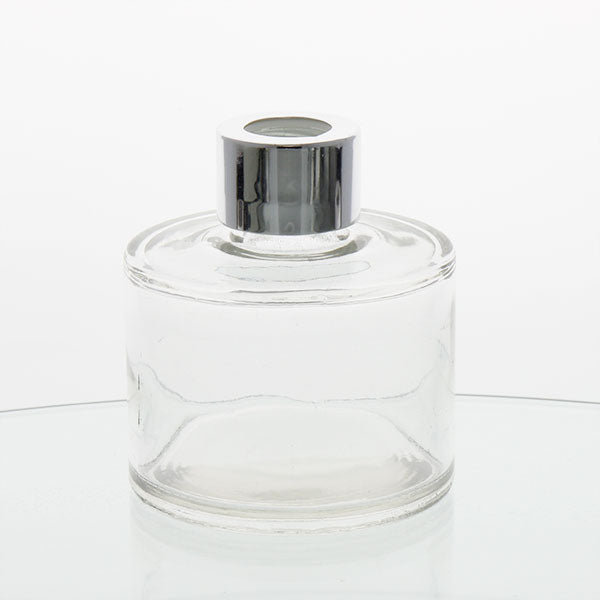 Glass Diffuser Bottle - 125ml - Round with silver Screw Cap