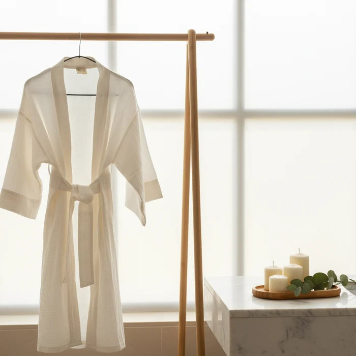 Kimi Cotton Kimono With Belt - Off - white - Waha Lifestyle