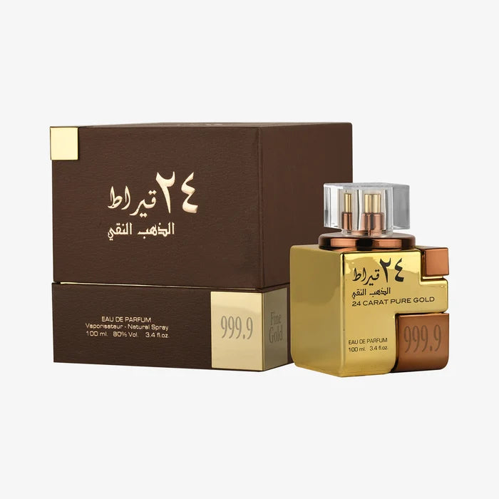 Lattafa | 24 carat pure gold | 999.9 | Unisex Fragrance | Eau De Parfum | 100ML | Agarwood (Oud), Saffron and Cinnamon