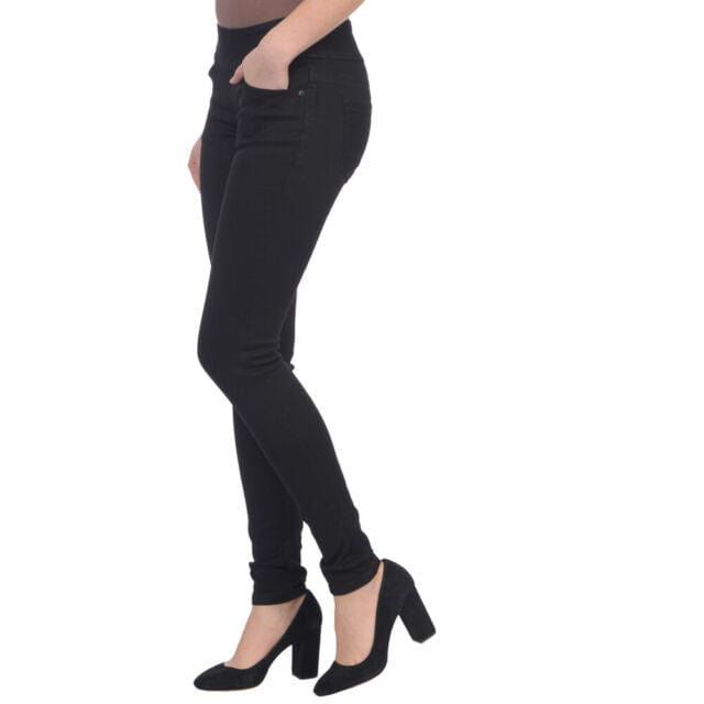 Lola Jeans Anna Mid-Rise Pull On Skinny Jeans in Black - Taryn x Philip Boutique