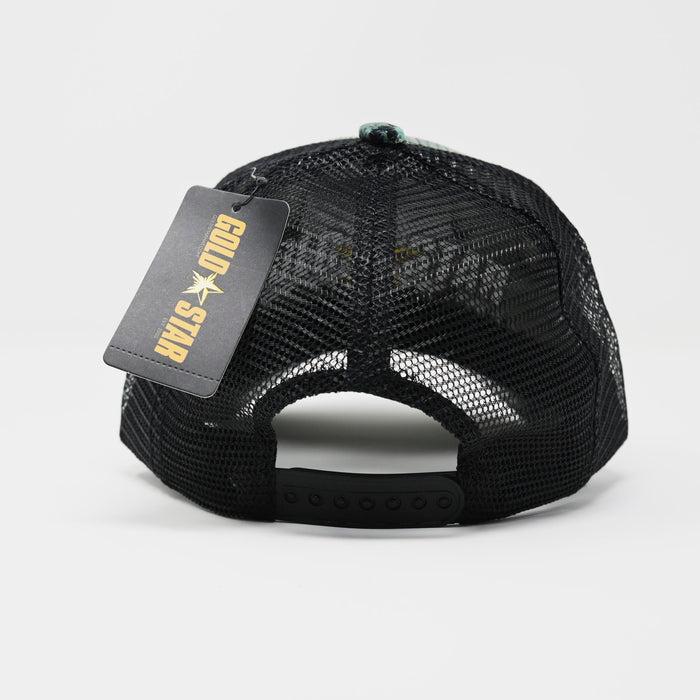 Men GOLD STAR Snake Leather Trucker Hat