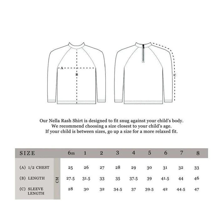 Nella Kids Rash Shirt With High Neck & Full Sleeves - Unisex - Tort - Waha Lifestyle