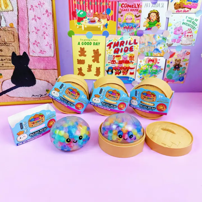 Rainbow Boba Bead Squeezy Dumpling Squish Toy