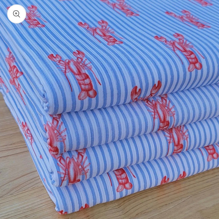 Red Lobster Blue Stripe Ribbed - Limited Vault Fabric