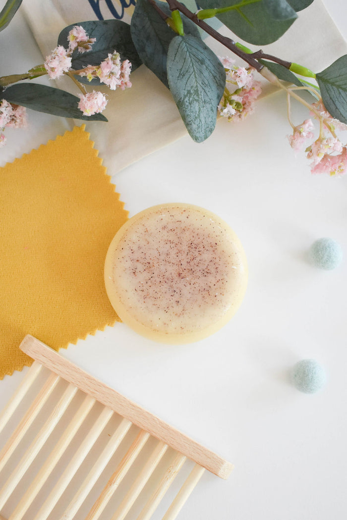 rose lavender grapefruit conditioner bar, solid conditioner, plastic-free haircare, vegan