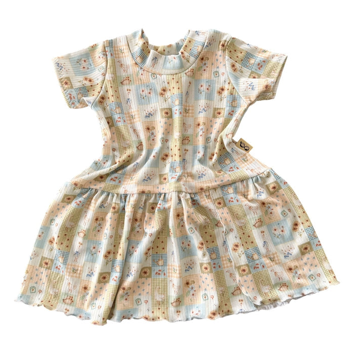 Sunflower Patchwork Ribbed Dress
