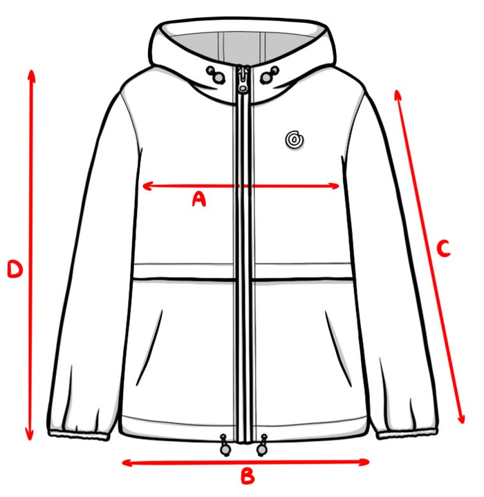 flotte - Waterproof Jacket - Bastille - Indigo - Sizing Measurement