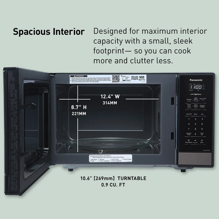 0.9 cu.ft. Compact Microwave Oven, 900W - NN-SB438S