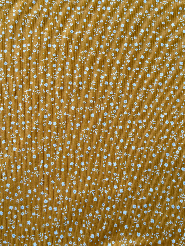 Little Wildflowers Mustard Ribbed - Limited Vault Fabric