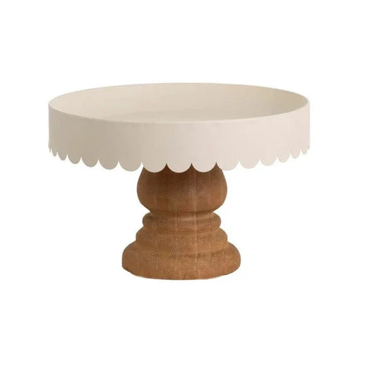 Almond Scalloped Decor Stand