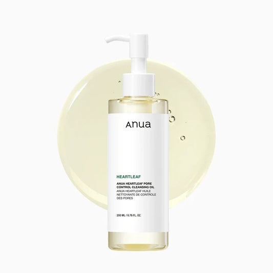 Anua Heartleaf pore control oil bottle with pump on a white background