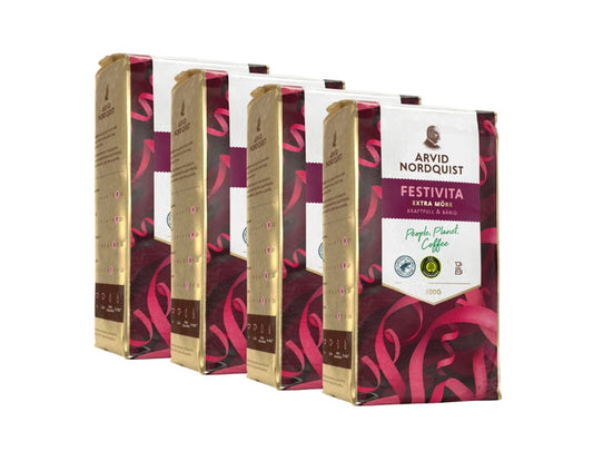 Arvid Nordquist Classic Festivita Ground Coffee 4 × 500g (4 × 17.64 oz) – Premium Swedish Extra Dark Roast 100% Arabica Coffee