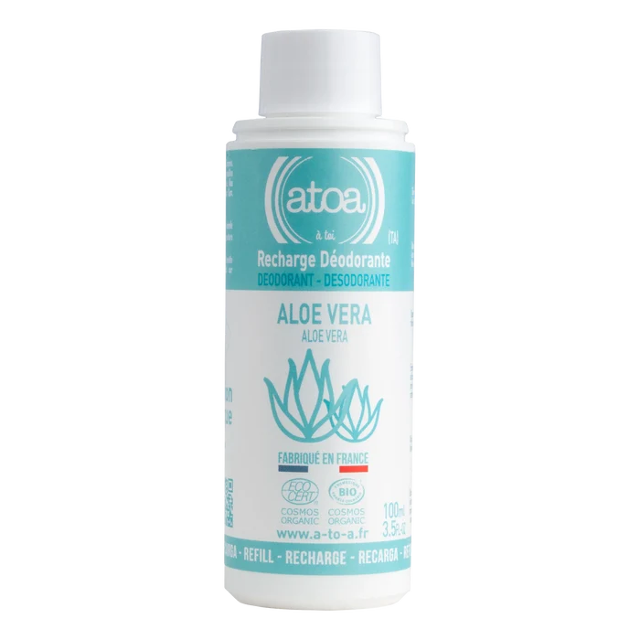 Atoa deodorant refill aloe vera 100ml i hvit flaske