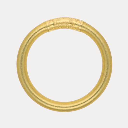 Aura Tzubbie All Weather Bangle® (AWB®) - Serenity Prayer, elegant gold bangle bracelet showcasing serenity inscription.