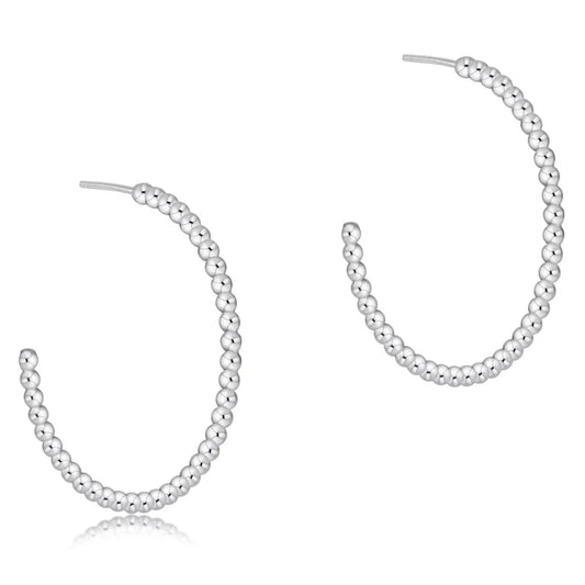 beaded classic 1.25" post hoop - 2mm sterling