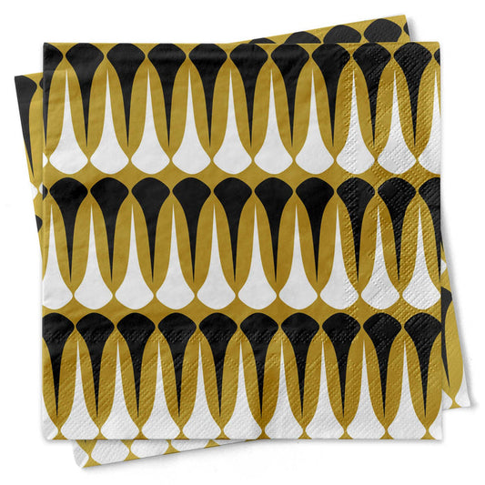Black and Gold Darts Mid Century Modern Cocktail Napkin
