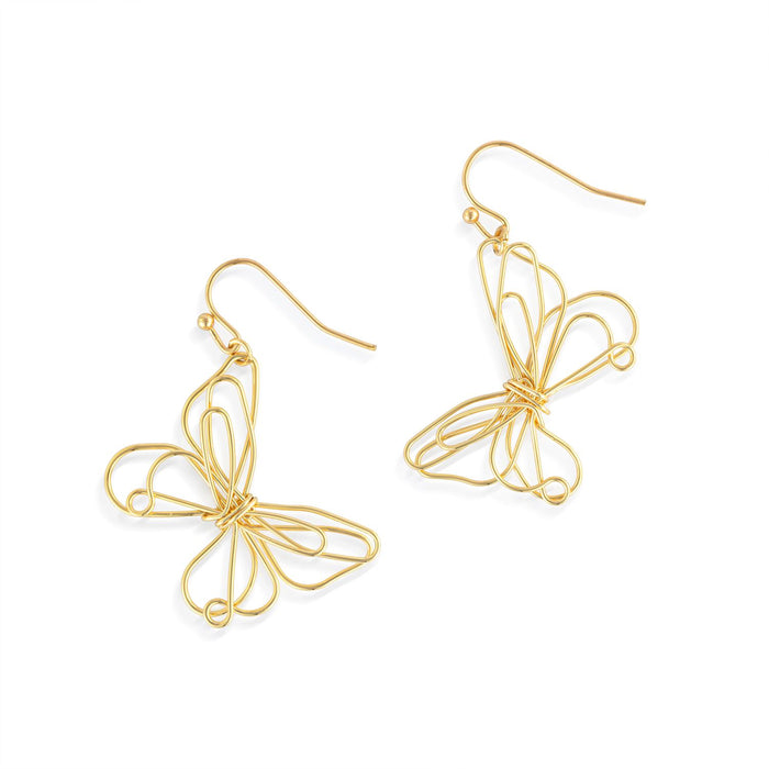 Butterfly Open Charm Gold Earrings - 29x22mm