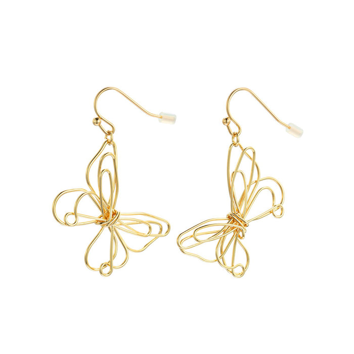 Butterfly Open Charm Gold Earrings - 29x22mm