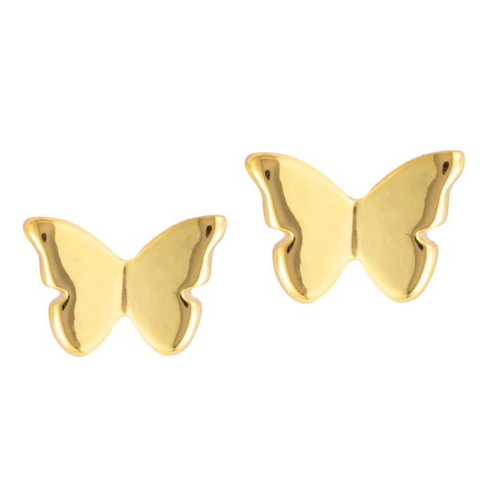Butterfly Post Gold Earrings - 4.8x7mm