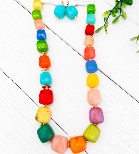 Candy Coast Chunky Bead Statement Necklace & Earrings