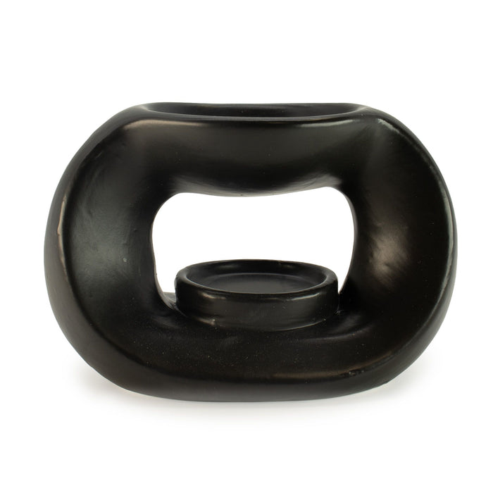 Ceramic Zen Oil Burner Oval Pebble Matt Black