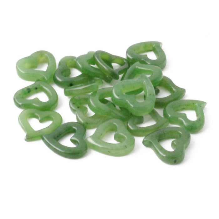Cluster of green translucent heart shaped charms for jewelry making