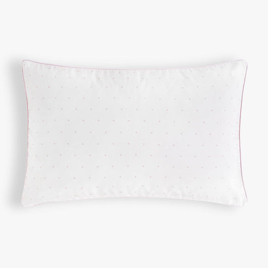 White Toddler pillow with pink polka dot pattern