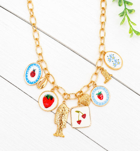 Coastal Cottage Tile Charm Necklace