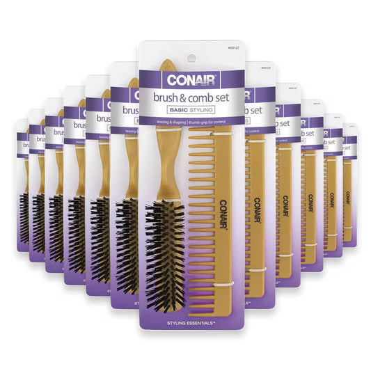 Conair Teasing & Shaping Brush and Comb 2 Set, Nylon Bristles – 24 Pack
