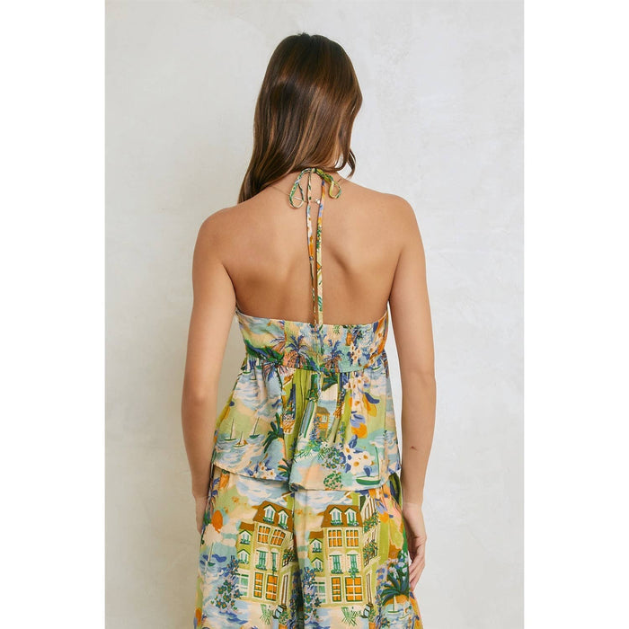 Conversational Halter Flared Top