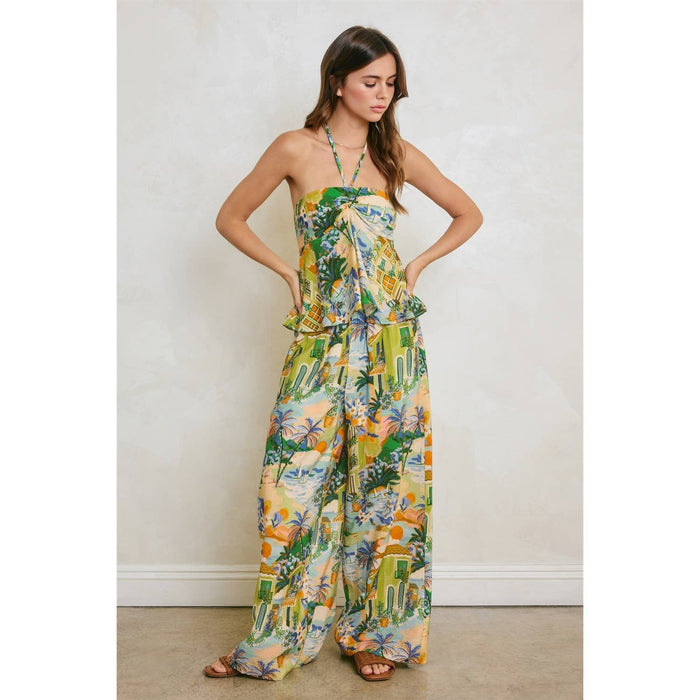 Conversational Halter Flared Top