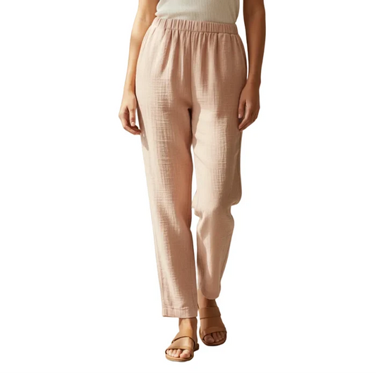 HAWA Stella Cotton Pants With Elastic Waist - Light Peach - Waha Lifestyle