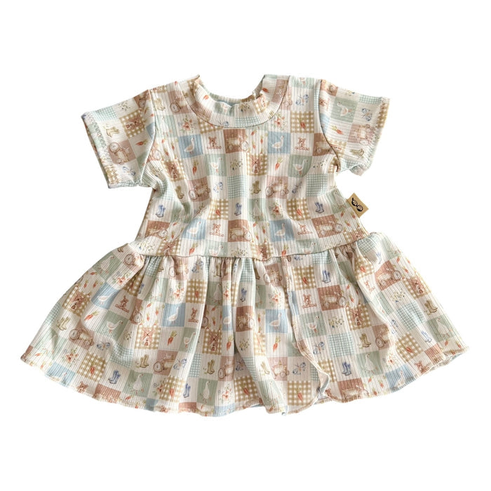 Countryside Patchwork Ribbed Dress