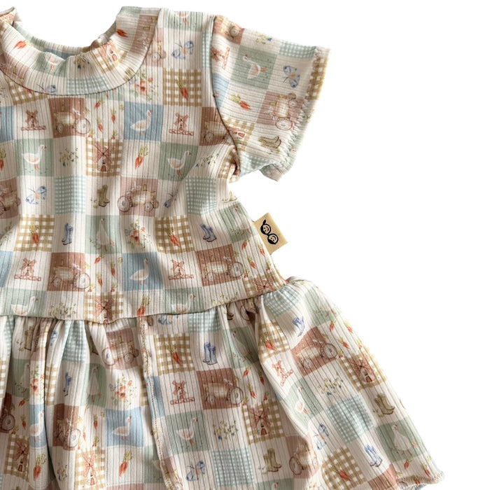 Countryside Patchwork Ribbed Dress