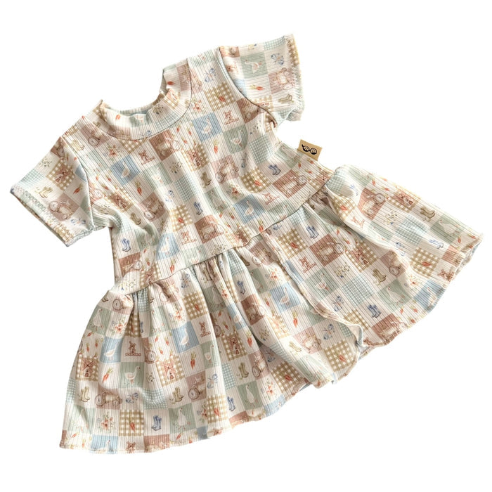 Countryside Patchwork Ribbed Dress