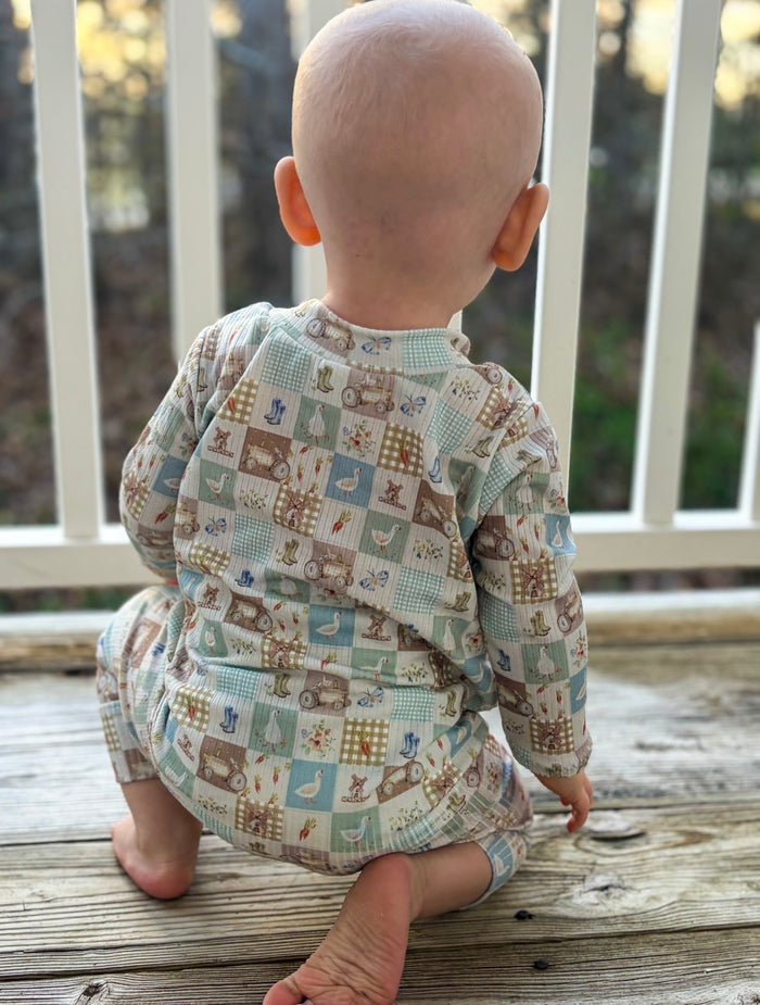 Countryside Patchwork Ribbed Harem Romper