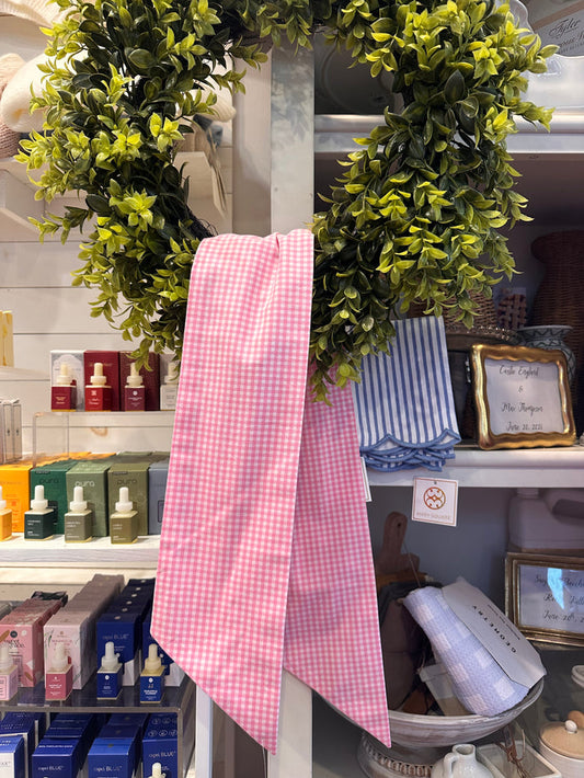 Customizable Wreath Sash-Pink Gingham