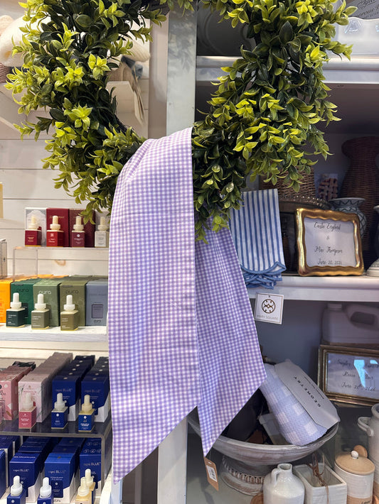 Customizable Wreath Sash=Purple Gingham